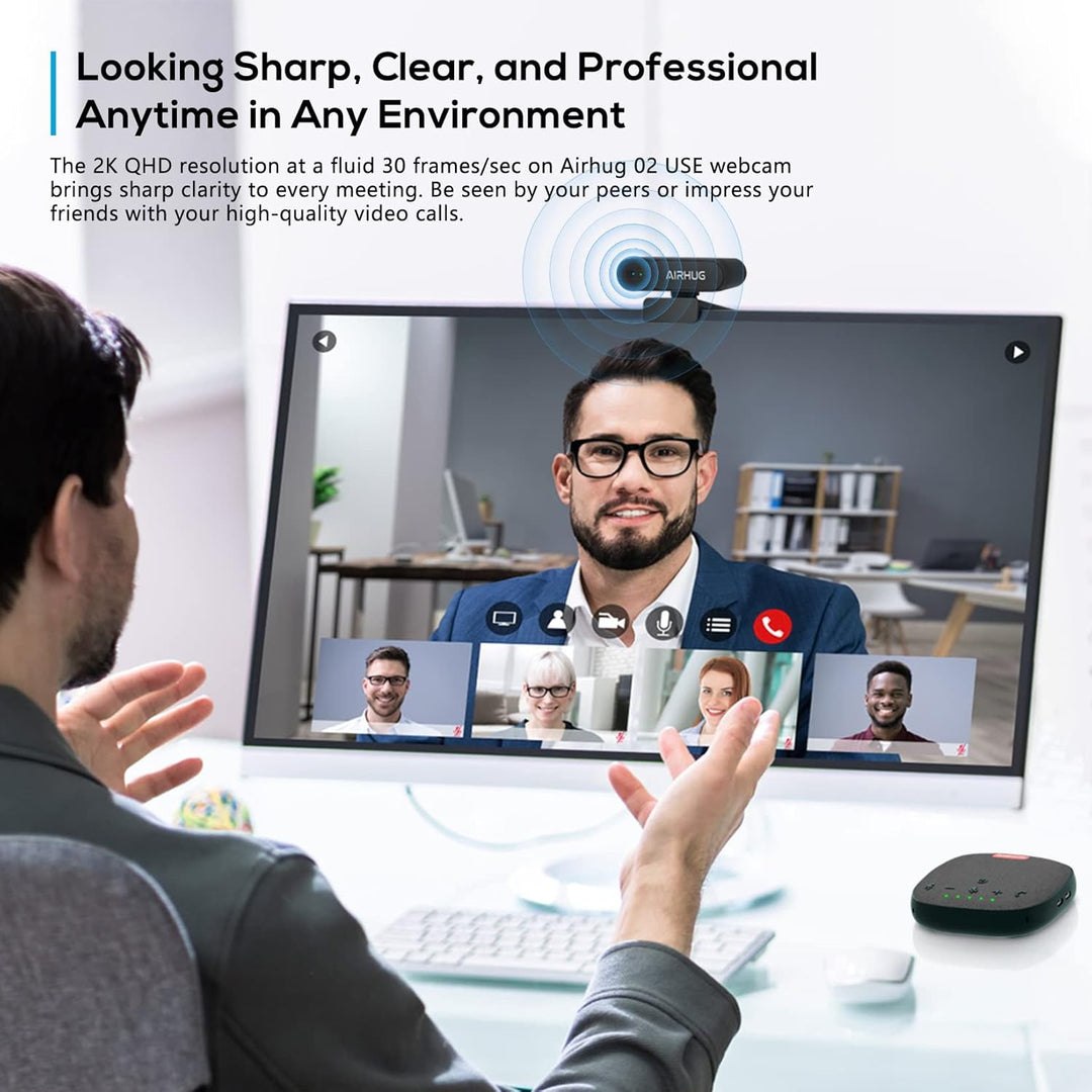 Ohne Mikrofon HD-Webcam, 2K QHD/FHD 1080p mit Sichtschutzschild, drehbare 360°Computerkamera, Plug&P