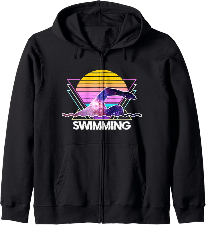 Schwimmsport Retro Vintage Vaporwave 90er Jahre Schwimmer Kapuzenjacke