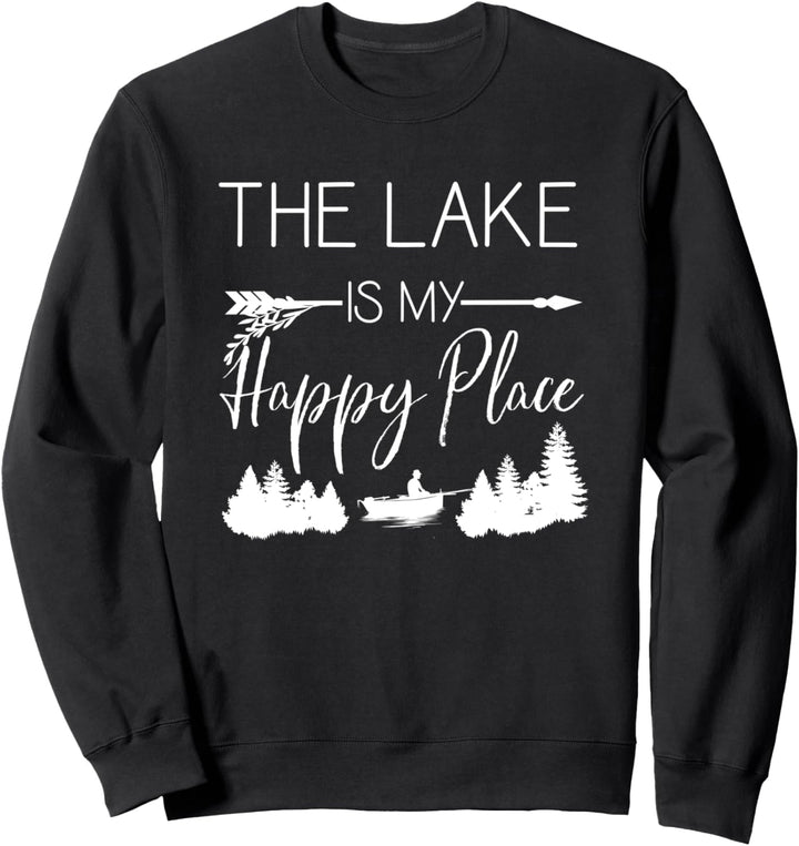 Glücklicher Angler Im Boot Auf Dem See - Happy Place Sweatshirt