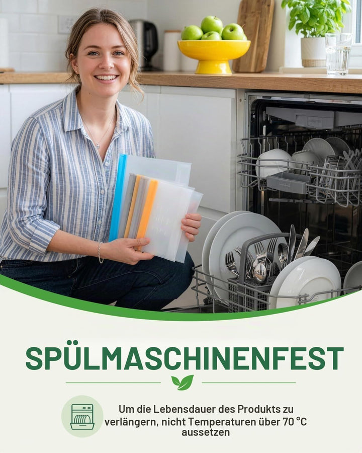 IDEATECH 9 Stück Gefrierbeutel Wiederverwendbar mit Stehendes Boden-Design, Silikonbeutel für Lebens