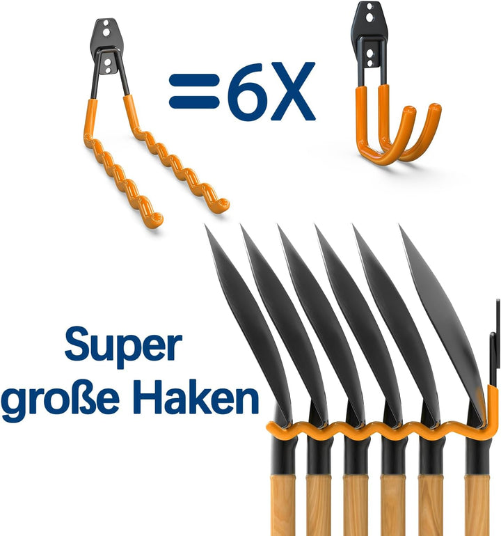 3-H Wandhaken Garage, Gerätehaken Schwerlast Doppelhaken 31 Stück für Leiter, Geräte, Werkzeuge, Sch
