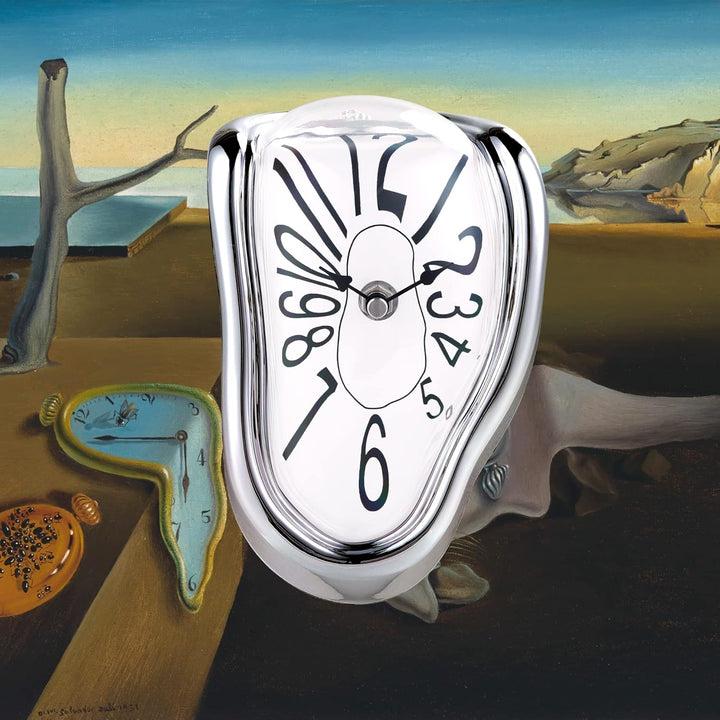 Lafocuse Lautlos Salvador Dali Uhr Silber, Geschmolzene Uhr Ohne Tickgeräusche, Tischuhren Modern Sc