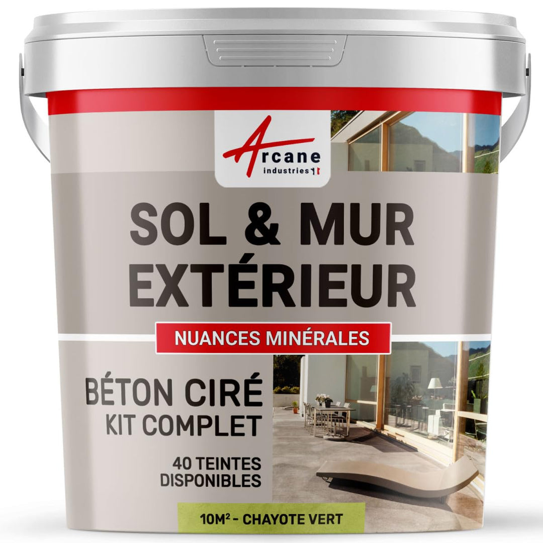 Komplettset – Béton Ciré extérieur – Arbeitsplatte – Feinputz/Sichtbeton. kit 10 m2 Chayote - Vert,