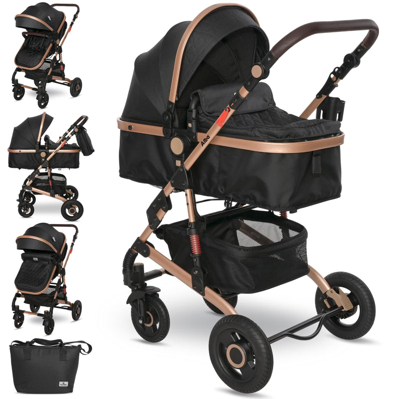 Lorelli Kinderwagen Alba 2 in 1 mit Liegeposition, Kombikinderwagen, Baby Buggy klein zusammenklappb