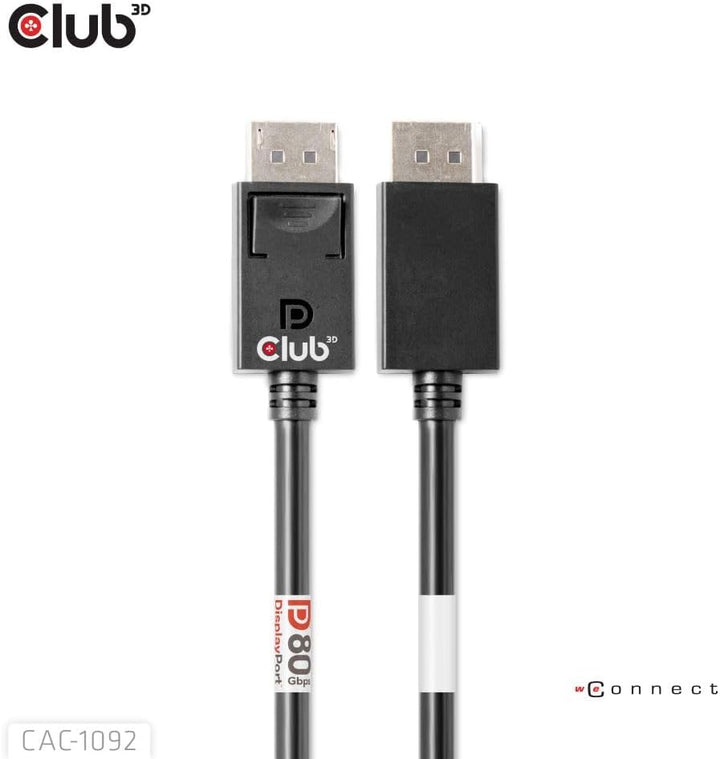 Club3D CAC-1092 DisplayPort™ 2.1 Bi-Direktionales VESA DP80 zertifiziertes Kabel 4K240Hz, 8K60Hz ode