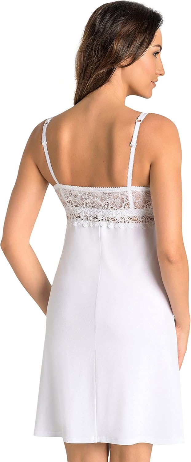 Teyli Damen Nachthemd mit Spitze S Weiss, S Weiss