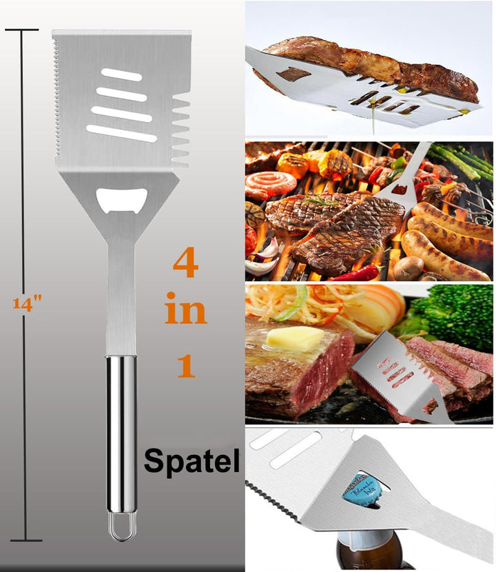 MUJUZE Grill Set Mit Grillschürze für männer,20pcs Edelstahl grillzubehör männer Geschenk mit Grills