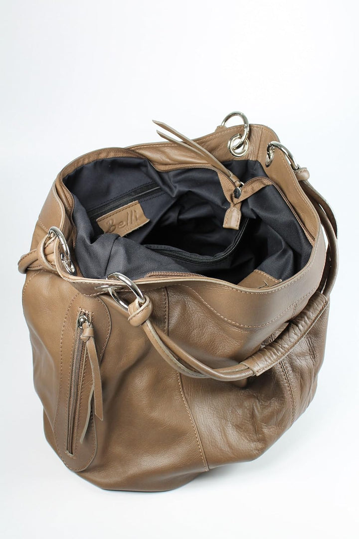 Belli ital. Nappa Leder Shopper Handtasche Damentasche Ledertasche - Farbauswahl - 35x31(mittig) x17