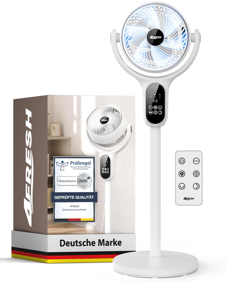 Luftzirkulator Standventilator, 70° horizontal und 90° vertikal oszillierend, max. 6,6 m/s, 6 Windst