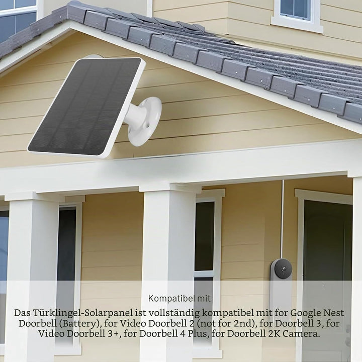 Solarpanel für Türklingelkamera, 10 W Solarpanel Ladegerät für Nest/Eufy Doorbell 2K Kamera, Video T