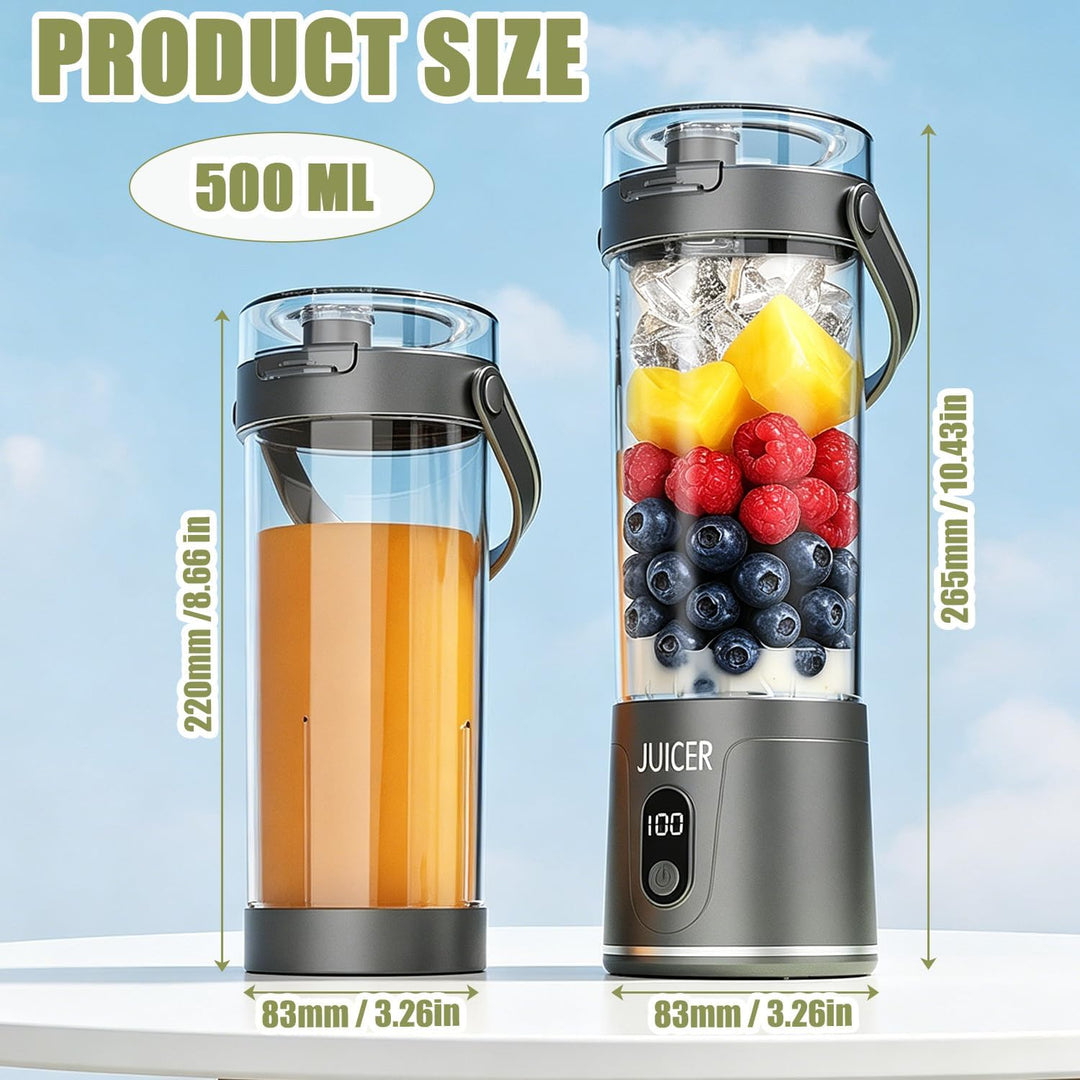 600ml Tragbarer Mixer Smoothie Maker to Go, Mini Standmixer, USB Aufladbarer, Kabellos Smoothie-Make