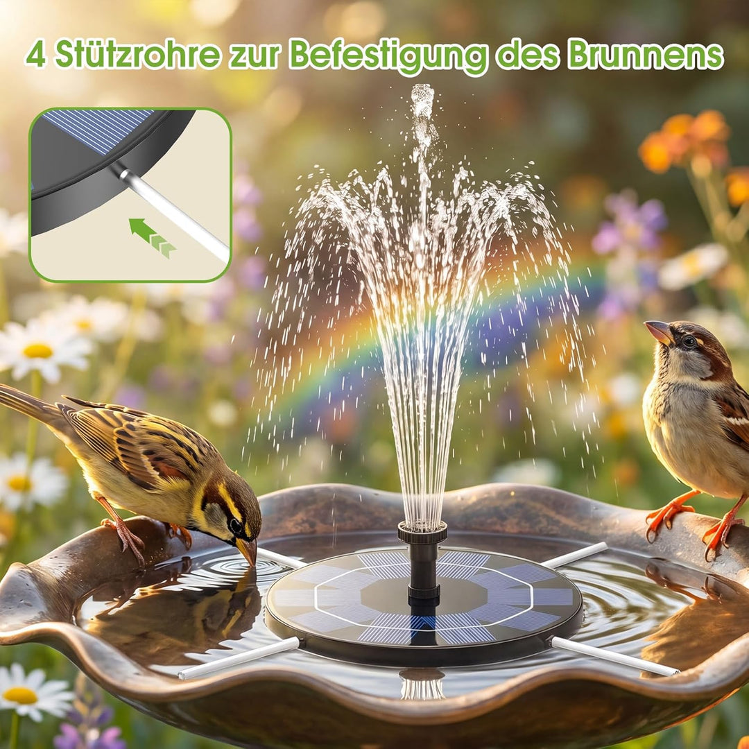 AISITIN Solarbrunnen für Draussen 2,5W, Solar Springbrunnen für Aussen Eingebaute 1200 mAh Akku Teic