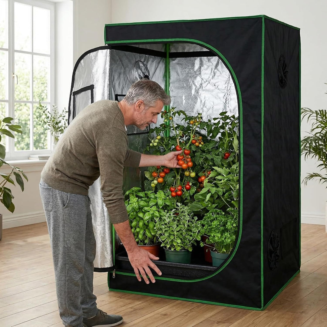 Mucola Growzelt 60x60x180 cm Set mit 3-in-1 Messgerät Zuchtzelt für Hydrokulturen zur Pflanzenzucht