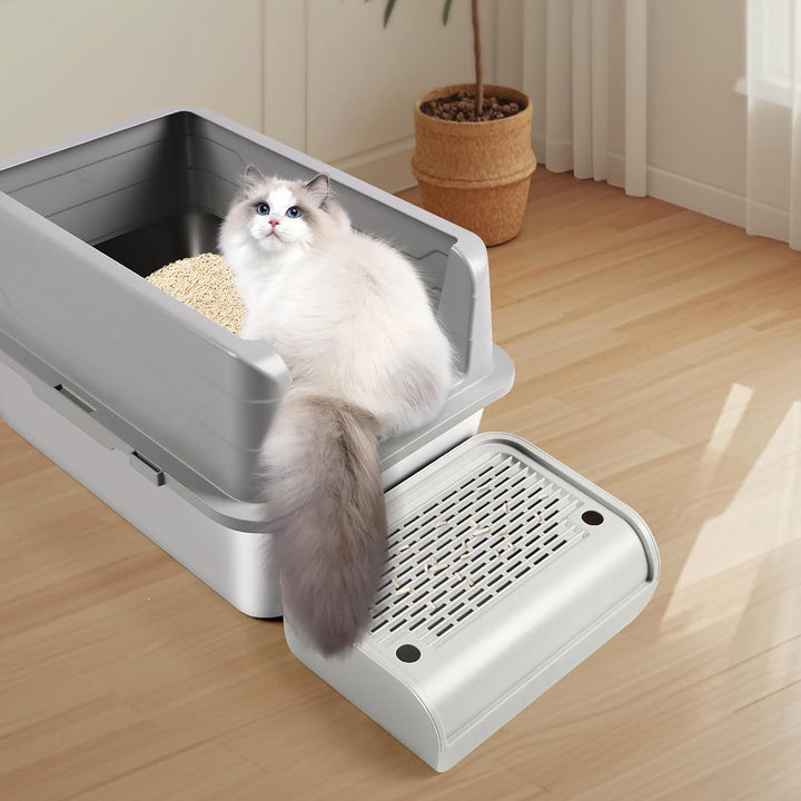Katzentoilette, Katzenrampe/Treppe/Katzenfänger mit Filterfunktion, leicht zu reinigen, Filterpedal
