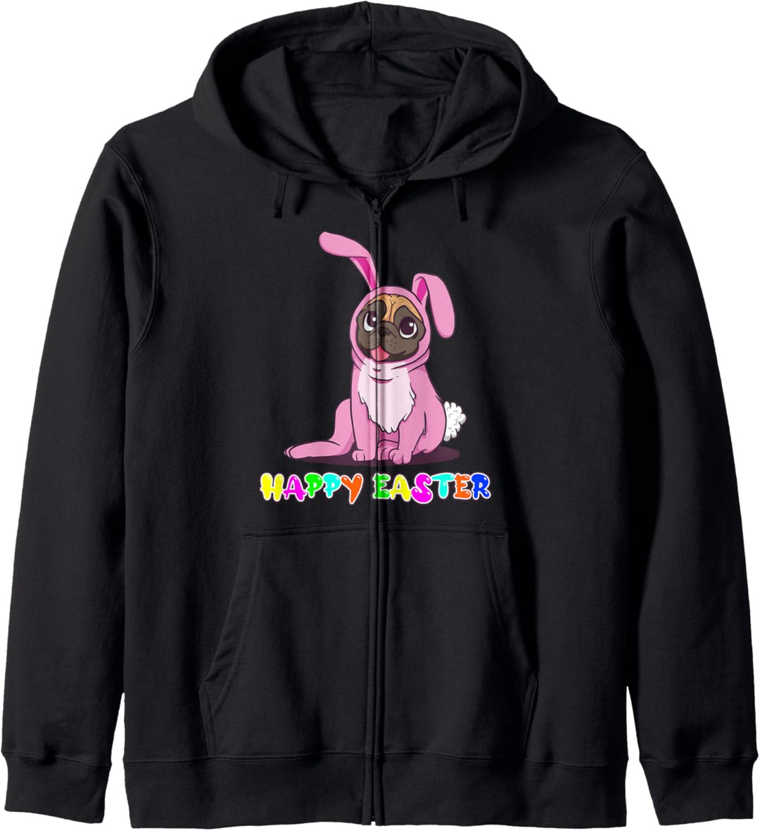 Frohe Ostern Mops Happy Easter Pug Hund Osterhase süsses Kapuzenjacke
