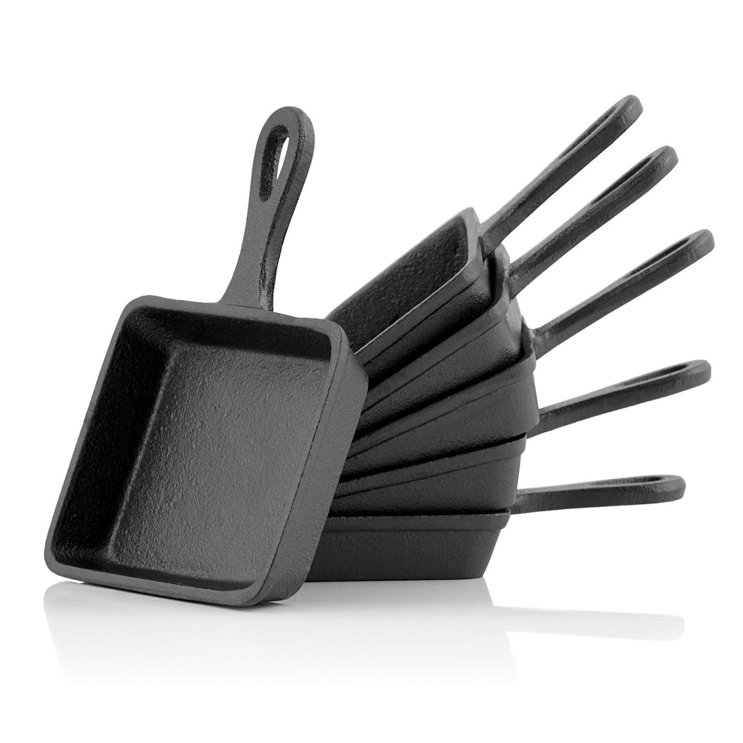 BBQ-Toro Gusseisen Raclette Pfännchen (6 Stück) | 12,5 x 18 cm | bereits eingebrannt - preseasoned |