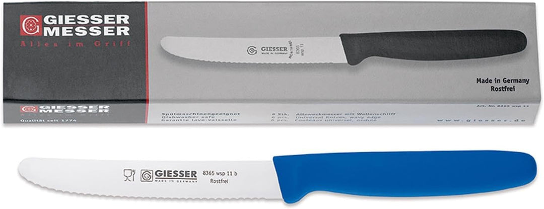 Giesser seit 1776 - Made in Germany - Tomatenmesser 6er Set blau, Klinge 11 cm, rutschfest, kleines