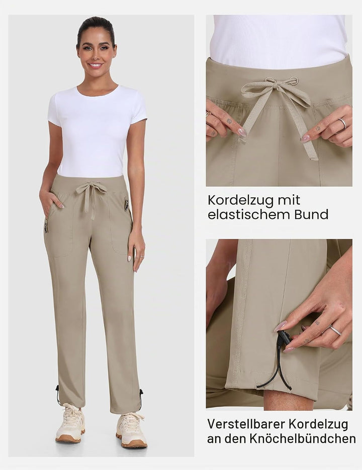 MoFiz Wanderhose Damen Leichte Cargohose Atmungsaktiv Trekkinghose Workout Wasserdicht Winddicht Cas