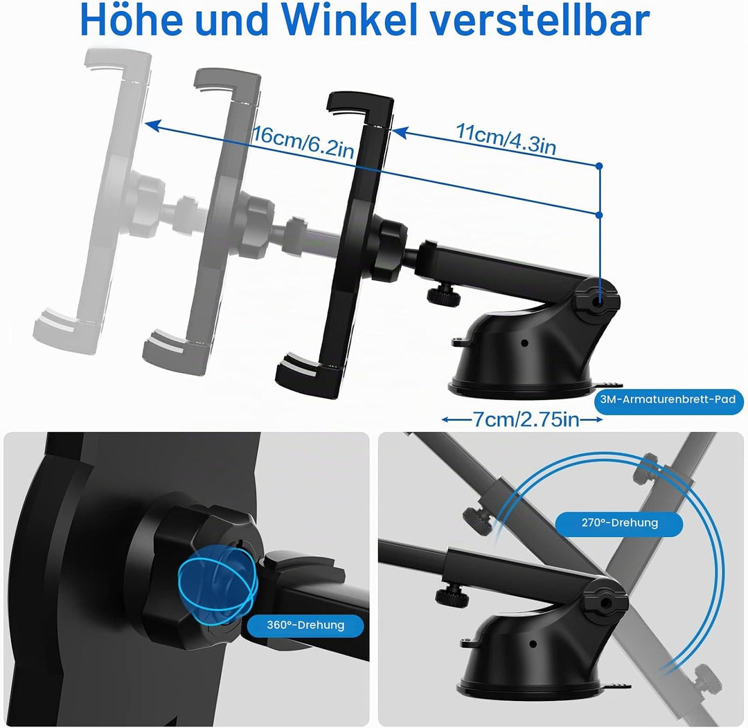 Oilcan Autohalterung 3 in 1 Tablet Halterung Saugnapf, KFZ Lüftung Armaturenbrett Windschutzscheibe