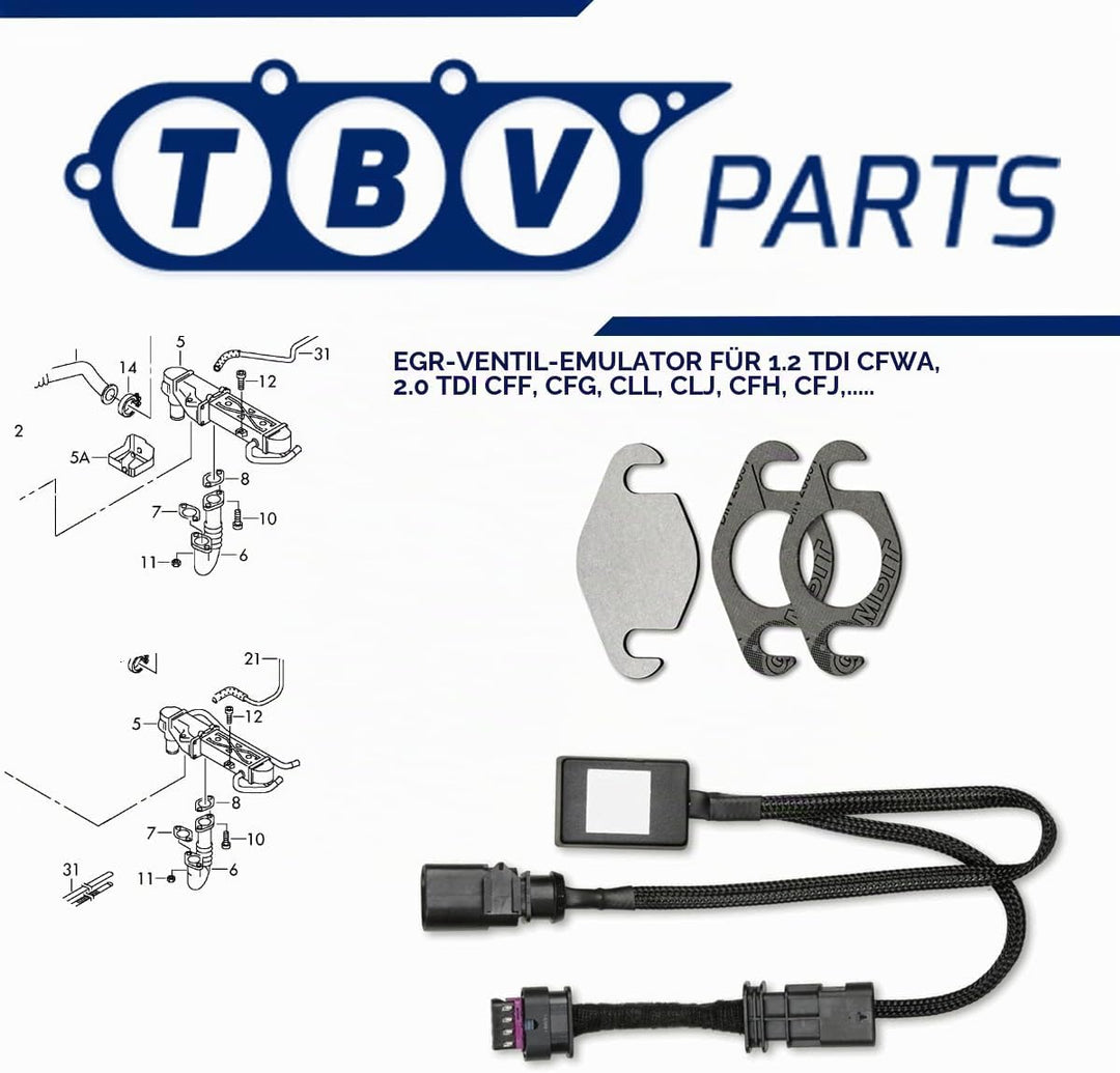 TBVPARTS Kit Ringmutter Ventil AGR 03L131512BB 03L131527AX Kompatibel Für Cffa Motor 2.0 Tdi A3 Shar