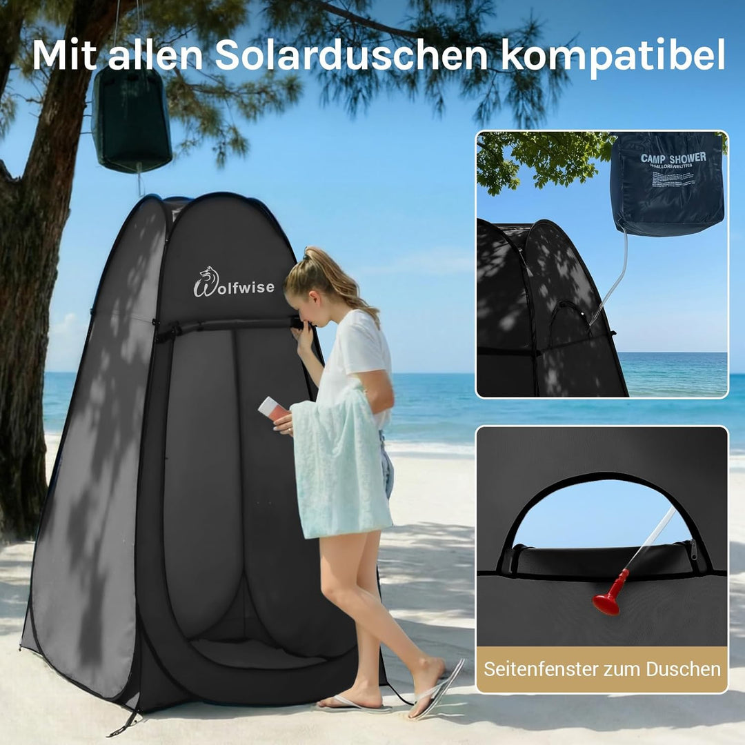 WolfWise Pop-Up Duschzelt Camping & Umkleidezelt – Kompakt & Leicht 2kg mit Tasche, Schneller Aufbau