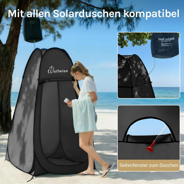 WolfWise Pop-Up Duschzelt Camping & Umkleidezelt – Kompakt & Leicht 2kg mit Tasche, Schneller Aufbau