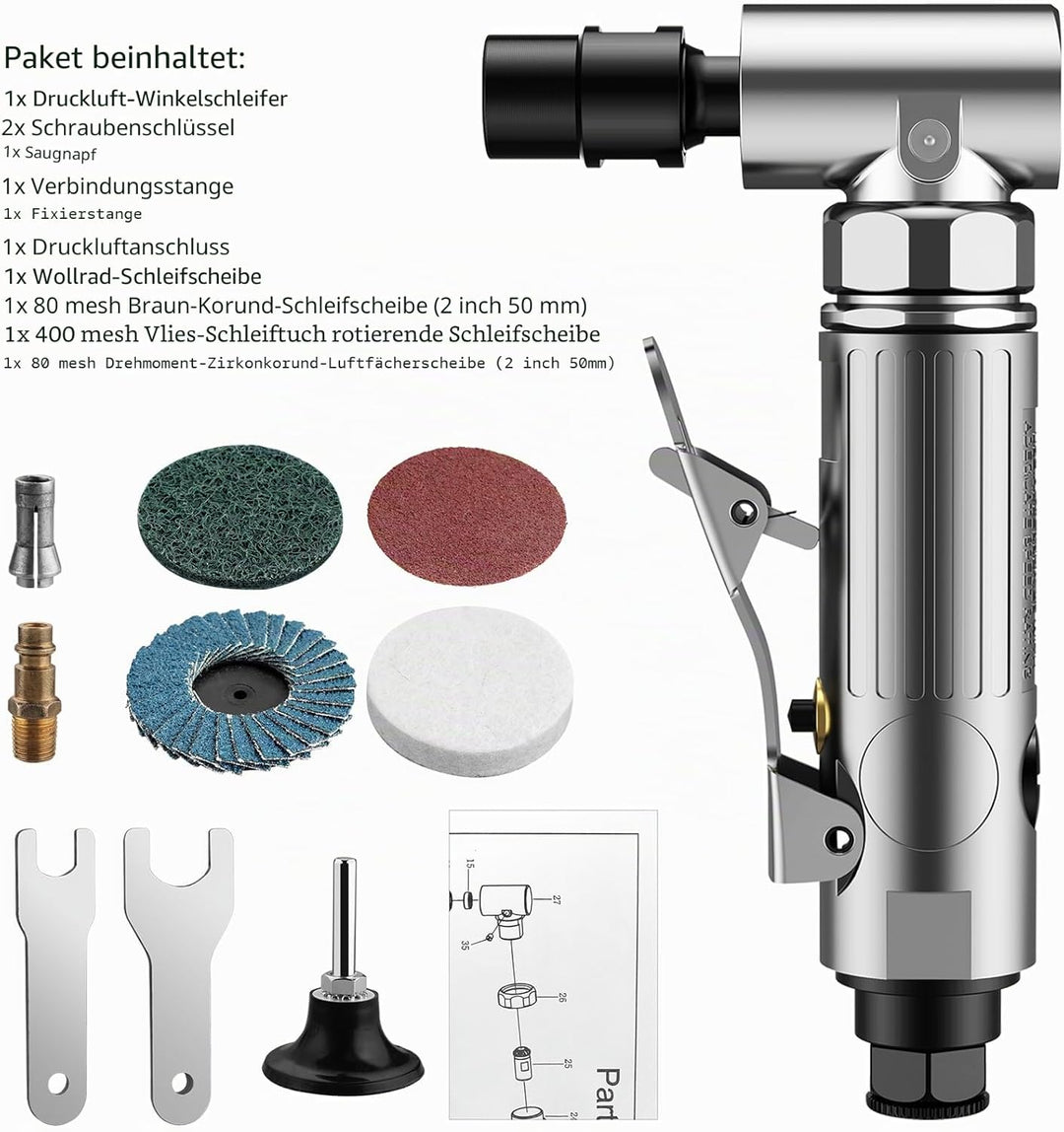 EYPINS Druckluftschleifer Set, Druckluft Winkelschleifer Stabschleifer Gesenkschleifer 90° Winkel Sc