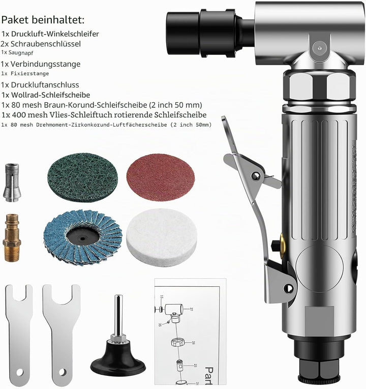 EYPINS Druckluftschleifer Set, Druckluft Winkelschleifer Stabschleifer Gesenkschleifer 90° Winkel Sc