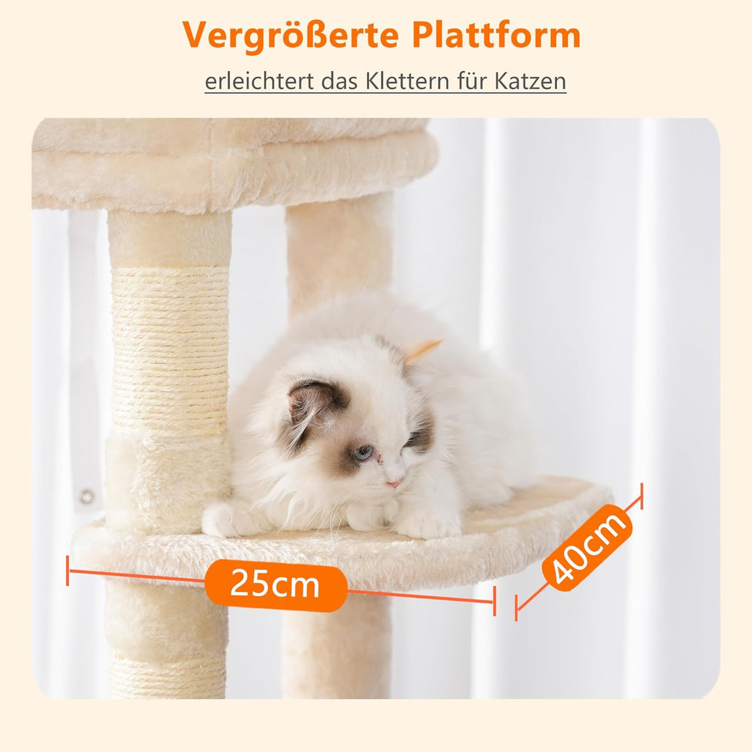 Heybly Kratzbaum, mit Decken, für grosse Katze, Katzenbaum, grosse Plattformen, Höhle, 50 x 50 x 153