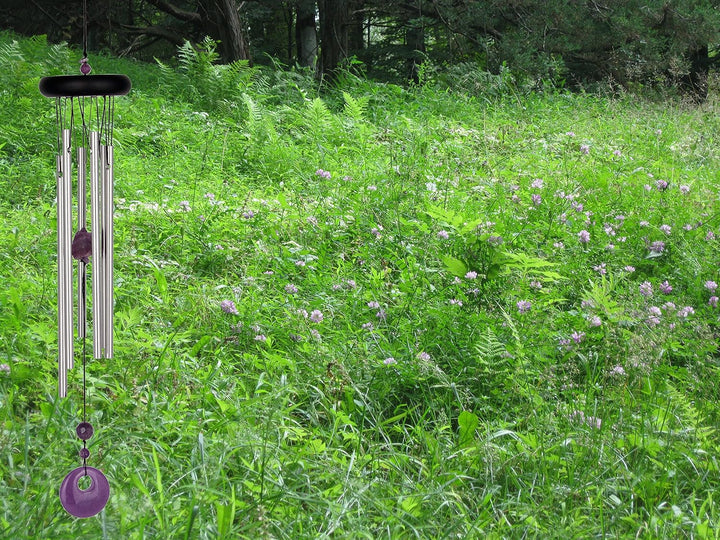 Woodstock Windspiel Chakra Chime, Silber, 46,9 cm Amethyst, Amethyst