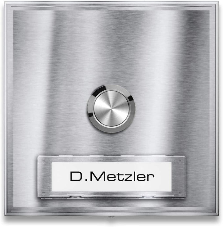 Metzler Funk-Türklingel Edelstahl V2A - hohe Reichweite, flach, Namensschild austauschbar – Edelstah