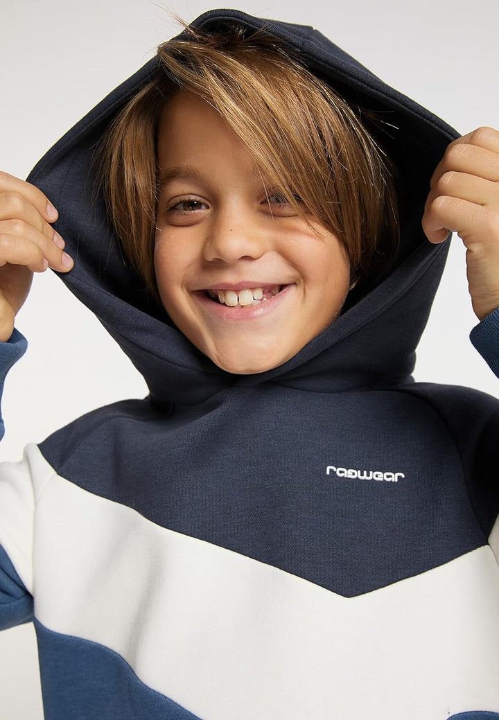 Ragwear Jungen Kinder Seatshirt VENDELIN Sweater mit Kapuze, Kapuzenpullover in Color-Blocking Desig