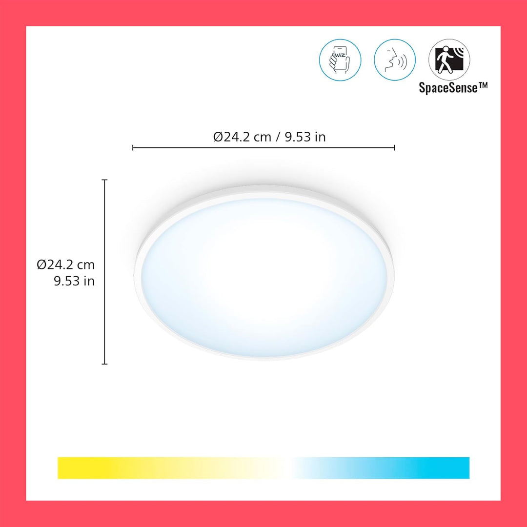 WiZ SuperSlim Deckenleuchte Tunable White, dimmbar, warm- bis kaltweiss, 14W, smarte Steuerung per A