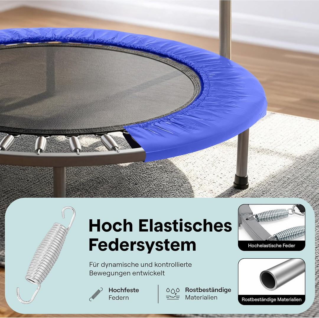 SereneLife Portable & Foldable Trampoline - 40' in-Home Mini Rebounder with Adjustable Handrail, Fit