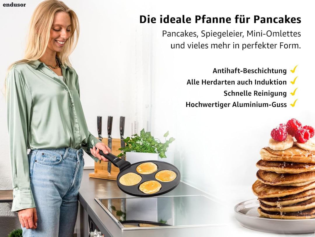 endusor Pancake Pfanne Spiegeleipfanne - Ø26cm mit [PowerShield]-Beschichtung | Induktion Ceran Gas