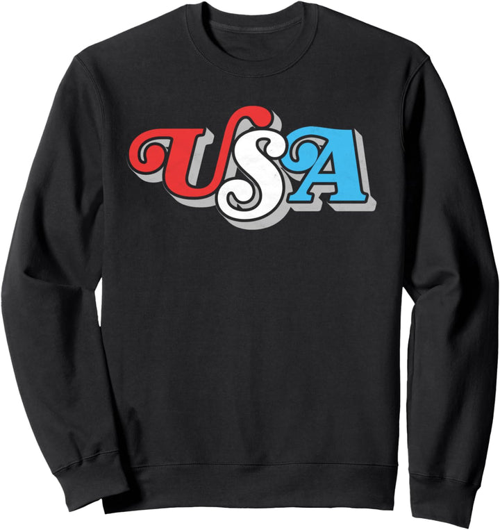 Vintage USA Retro Typography Patriotic 4th of July 80s Sweatshirt