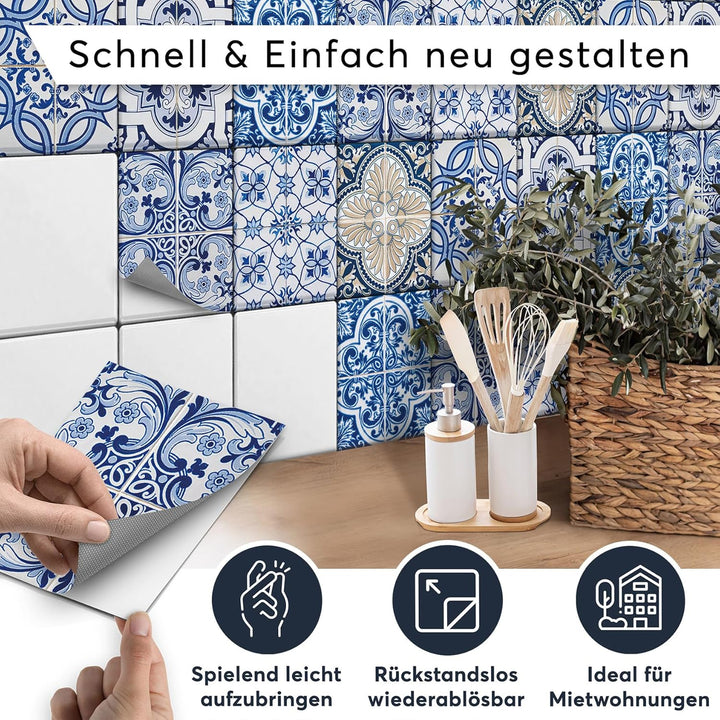 CREATISTO Mosaik Klebefliesen Stickerfliesen Fliesenfolie - Klebefolie Aufkleber für Wand-Fliesen I