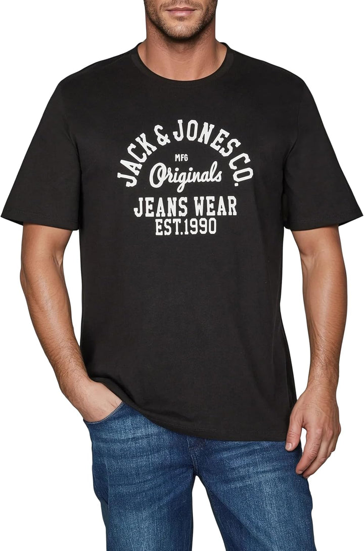 JACK & JONES JJLINO T-Shirt 4er Pack Rundhals Kurzarm Shirt Regular Fit Print Sommer 100% Baumwolle