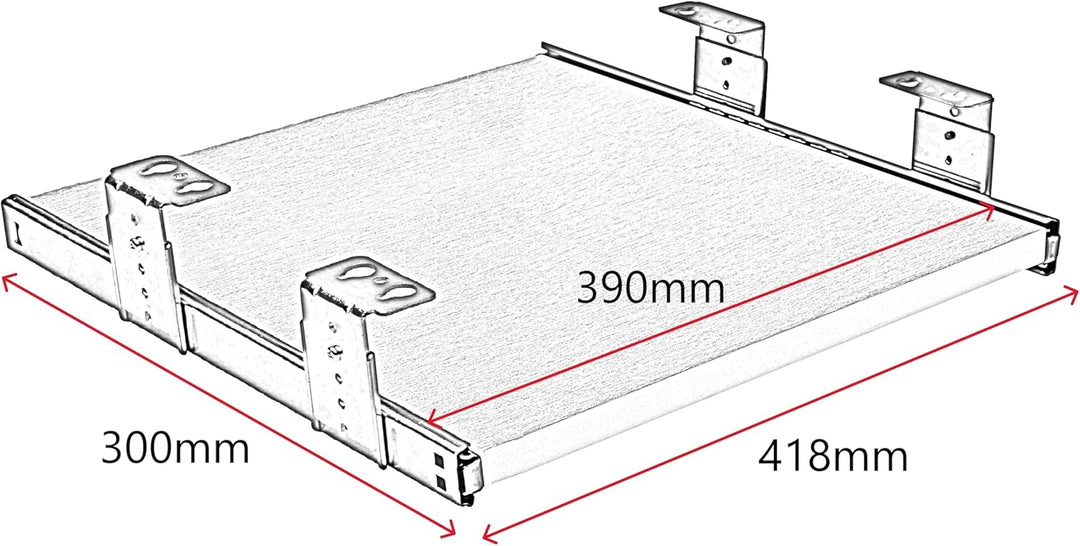 FIX&EASY Tastaturauszug Up&Down, Tastaturablage 390X300mm ahorn Dekor, Auszugschienen mit Einrastfun