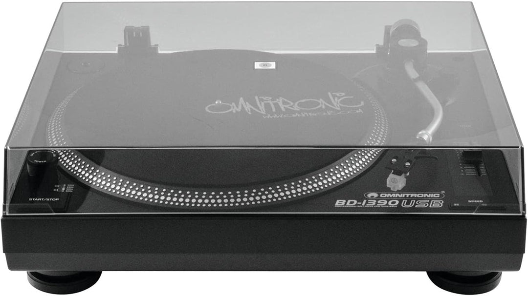 Omnitronic BD-1390 USB-Plattenspieler schwarz | Riemengetriebener DJ-Plattenspieler mit USB-Schnitts