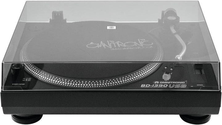 Omnitronic BD-1390 USB-Plattenspieler schwarz | Riemengetriebener DJ-Plattenspieler mit USB-Schnitts