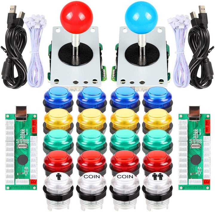 EG STARTS Arcade Classic DIY Kit Teile 2x USB-LED-Encoder zu PC Konsolen Spiele + 2x 4/8 Wege Joysti