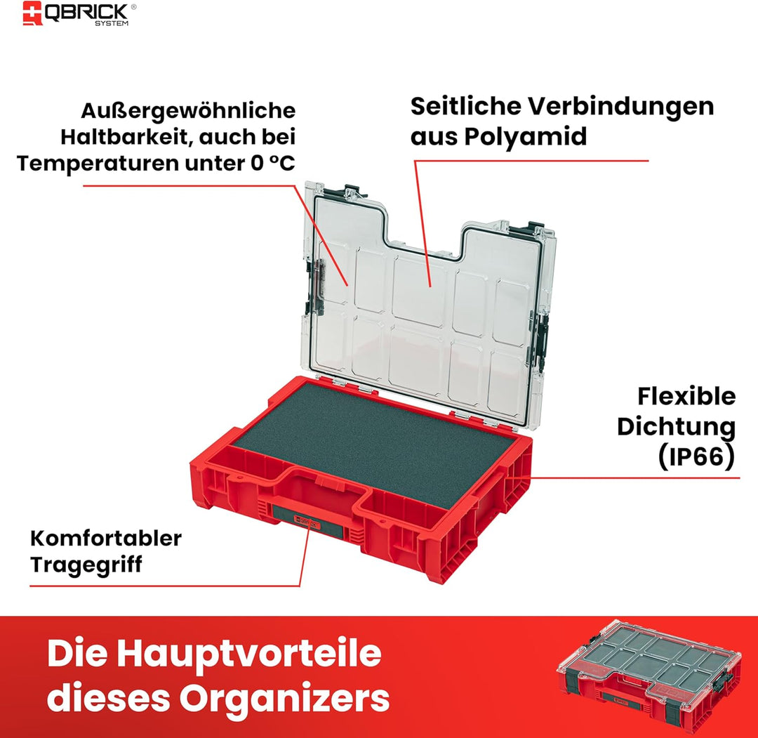 Qbrick System Pro Organizer 300 Red Mfi Ultra HD Sortimentskasten Sortierkasten Schraubenbox Sortier