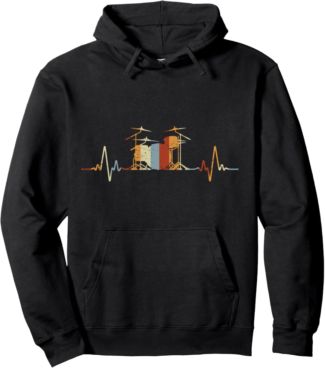 Vintage Schlagzeug Herzschlag Musikinstrument Drummer Pullover Hoodie