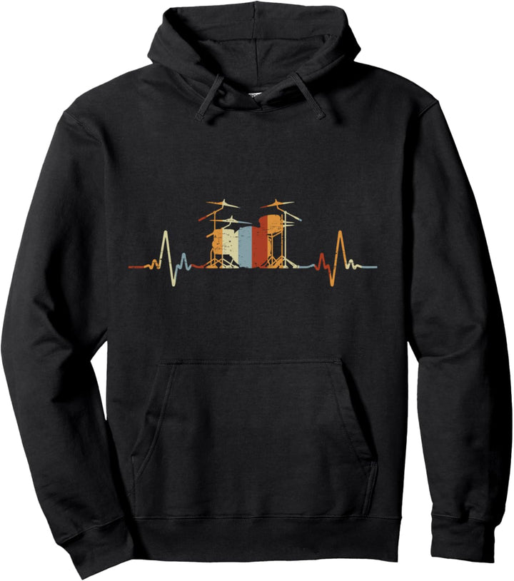 Vintage Schlagzeug Herzschlag Musikinstrument Drummer Pullover Hoodie
