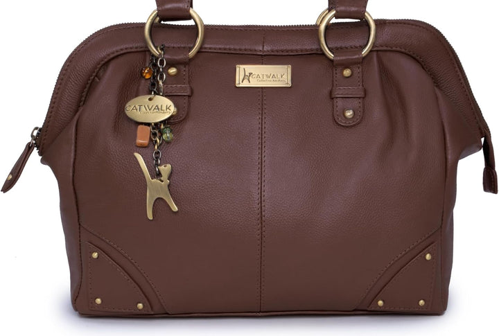 Catwalk Collection Handbags - Leder - Umhängetasche/Ledertasche/Schultertasche- DOCTOR Braun, Braun