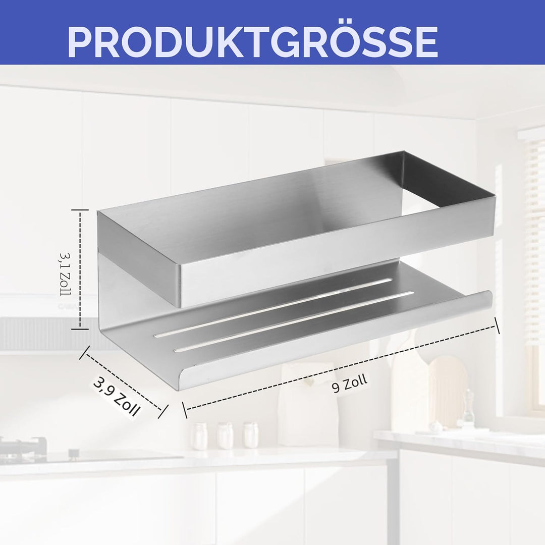 Duschablage Ohne Bohren mit 4-Haken,Duschregal aus Edelstahl SUS304 Duschregal Wandmontage Badregal,