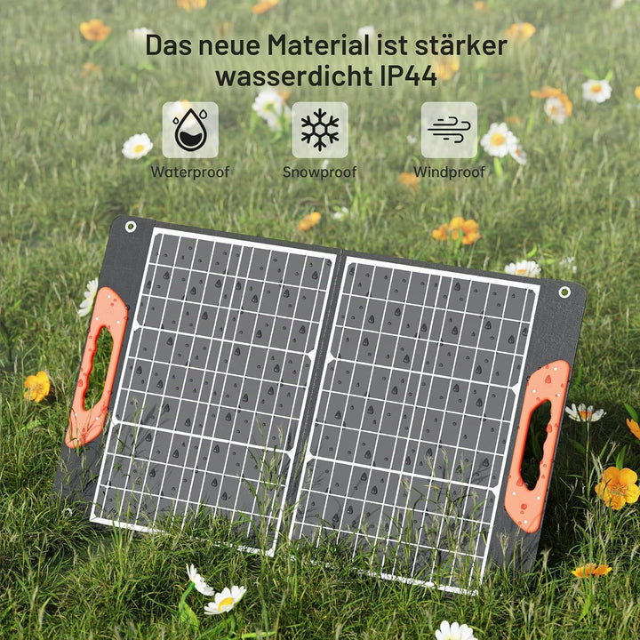 Rosaking 60W Faltbar Solarpanel,Tragbar Solar Ladegerät mit USB C+A +DC,Monokristallin ETFE Solarpan