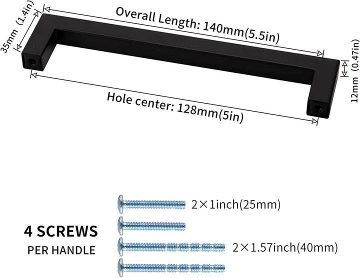 25 Stück Küchengriffe Schwarz LONTAN Griffe Schwarz 128mm lochabstand Griffe für Küchenschränke Schr