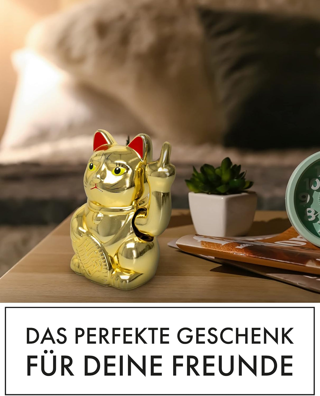 ANGRY CAT - Winkekatze Lucky CAT - Lustige winkende Katze - japanische Winkkatze - Dekoartikel Wacke